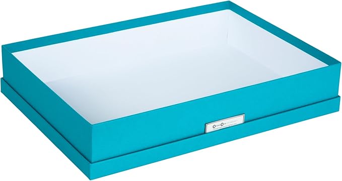 Bigso Sverker Fiberboard Legal and Art Storage Box | Scrapbook Storage Box for Loose Papers and More | Durable Document Boxes with Lid and Metal Label Holder | 17.1’’ x 12.2’’ x 3.3’’ | Turquoise - Image 3
