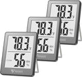 DOQAUS Indoor Thermometer [3 Packs], Mini Digital Hygrometer Room Thermometer, Humidity Meters, Accurate Temperature Humidity Monitor Gauge for House, Office, Greenhouse, Home Grey (2.3X1.8inch) by DOQAUS