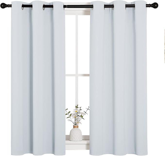 NICETOWN Room Darkening Draperies Curtains Panels, Window Treatment Thermal Insulated Grommet Room Darkening Curtains/Drapes for Bedroom (Greyish White, 2 Panels, 34 by 45) by NICETOWN