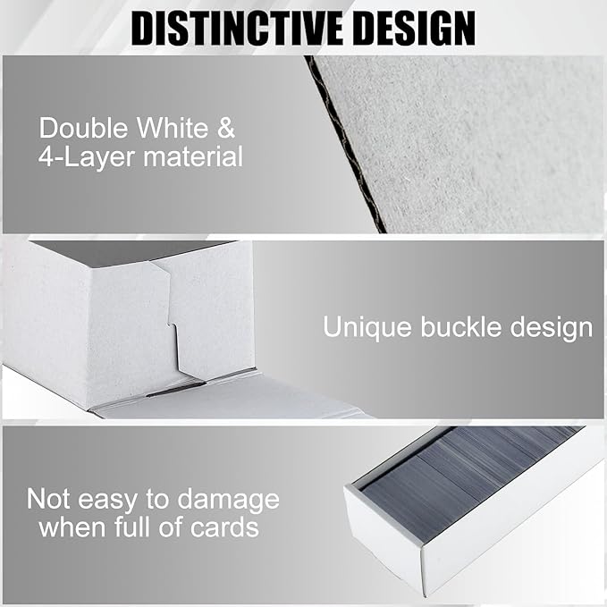 Trading Card Storage Box 6 Pack 1200 count with Lid, White Corrugated Cardboard Sports Card Storage Box for TCG/Magic/Mtg Storage and Collection, Horizontal - Image 5
