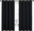 NICETOWN Bathroom Blackout Curtains and Drapes, Black Solid Thermal Insulated Grommet Blackout Drapery Panels for Window (2 Panels, 55 inches Wide by 68 inches Long, Black) by NICETOWN