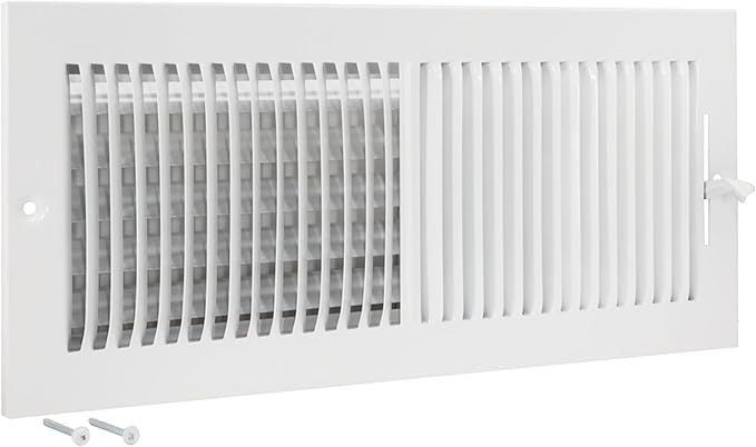 EZ-FLO 16 x 6 Inch (Duct Opening) Air Vent Cover for Wall or Ceiling, Two-Way Ventilation Register, Solid Steel HVAC Register Cover, White, 61663 by EZ-FLO