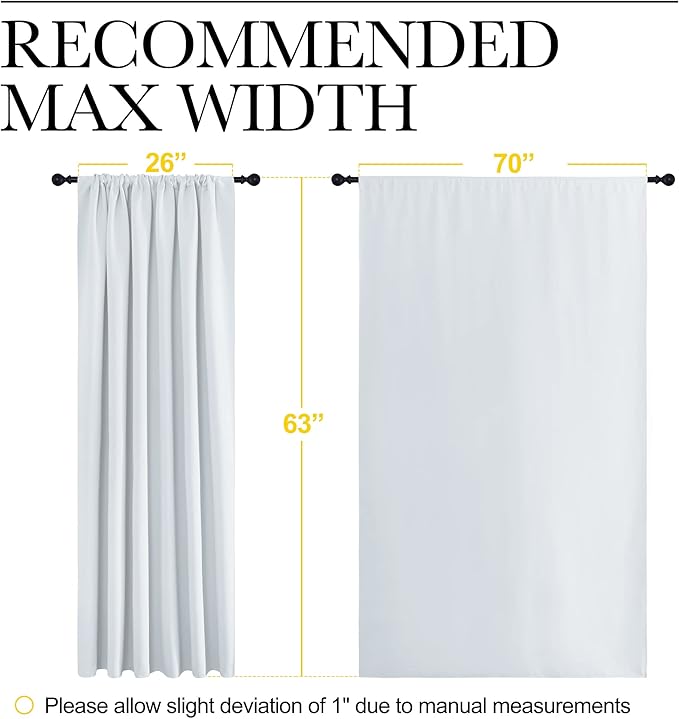 NICETOWN Bedroom Window Curtain Panels - Window Treatment Thermal Insulated Rod Pocket Room Darkening Curtains/Drapes for Patio Door (Greyish White, 2 Panels, 70 by 63) - Image 7