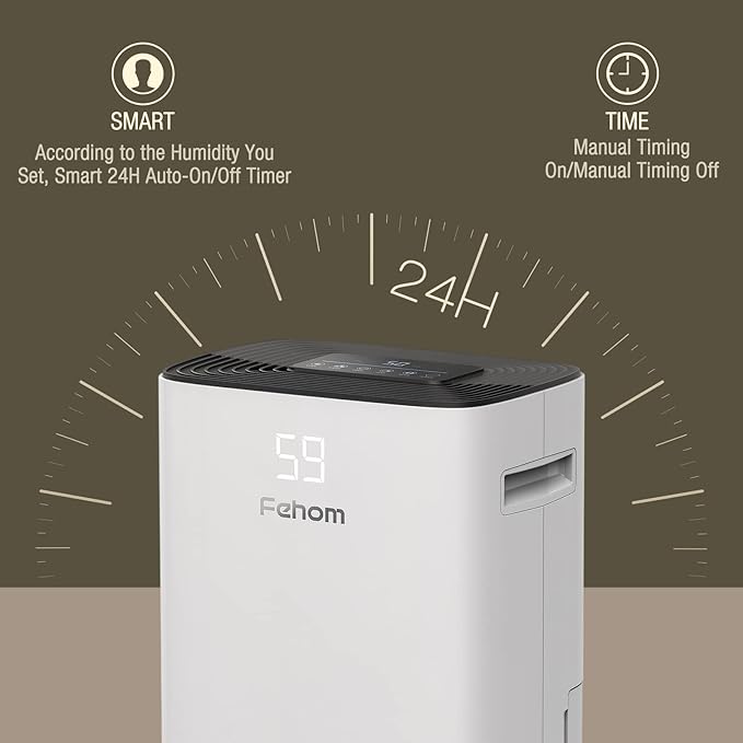 4500 Sq. Ft Dehumidifier with Drain Hose - Ideal for Bedrooms, Basements, Bathrooms, and Laundry Rooms - with Digital Control Panel, 24 Hr Timer, and Front Humidity Display - Image 4