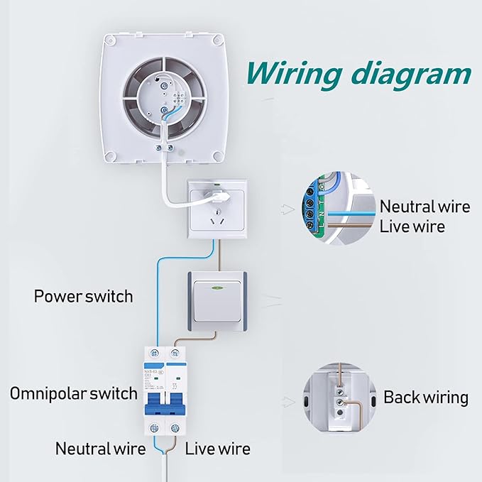 Bathroom Exhaust Fan 141 CFM 6 Inch Home Ventilation Ceiling Window and Wall Mount Vent Fan with Anti-backflow Check Valve for Kitchen Bathroom Garage(110v/18W/White) - Image 8