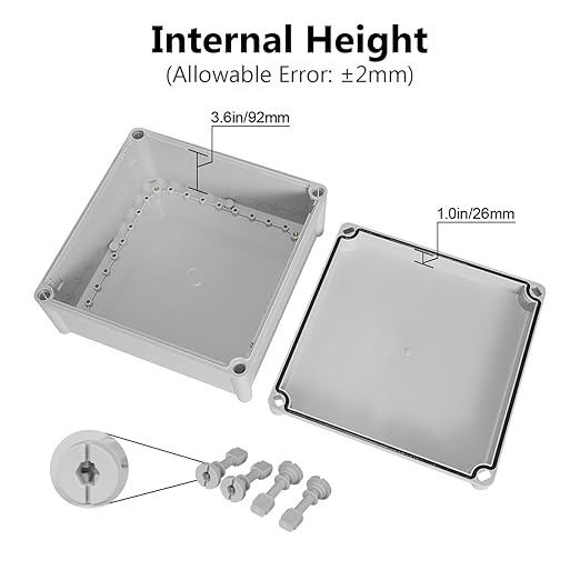 LeMotech Waterproof Dustproof IP67 Junction Box DIY Case Enclosure Gray 11 x 11 x 5.1 inch (280 x 280 x 130 mm) - Image 4