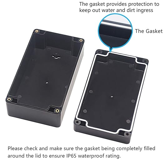 Junction Box, Zulkit Project Box IP65 Waterproof Outdoor Box ABS Plastic Electrical Boxes Electronic Enclosure Black 6.22 x 3.54 x 2.36 inch (158 x 90 x 60mm) - Image 4