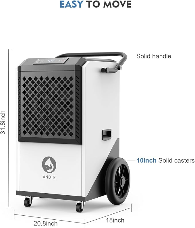 250 Pint Commercial Dehumidifier for Industrial Basement Heavy Duty Commercial-grade Portable Dehumidifiers 8000sqft for Large Spaces,Warehouse Grow Room, Water Damage Restoration - Image 7