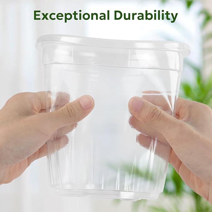 30 Packs 1 Gallon Reinforced Clear Nursery Pots with Drainage Holes, 7 Inch Transparent Plastic Plant Pot Seedling Planter for Vegetable Propagation, Root Cutting, Seed Starting - Image 4