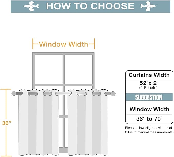 ChrisDowa Small Window Curtains for Kitchen and Bedroom - Grommet Short Thermal Insulated Room Darkening Curtains (2 Panels, Sky Blue, 52 x 36 Inch) - Image 6
