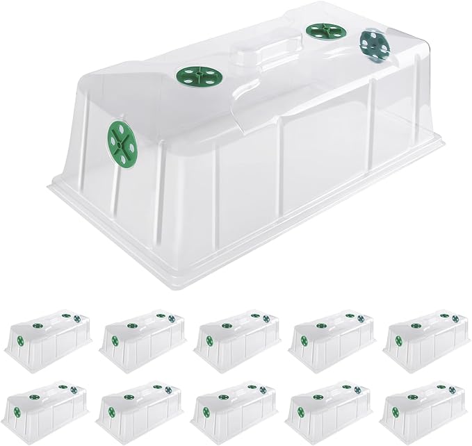 MIXC 10 Pack Humidity Dome 7" Tall Extra Strength, 1020 Growing Trays Cover, Propagation Seed Cloning Lid Vented for 10 x 20 Inch Flat Tray and Seed Starting Germination by MIXC