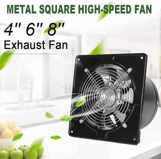 6 inch Exhaust Fan Metal Iron Ventilation Extractor, Silence with Anti-backflow Check Valve Window and Wall Mount Vent Fans for Home Office Kitchen Bathroom Greenhouse Garage - Image 2