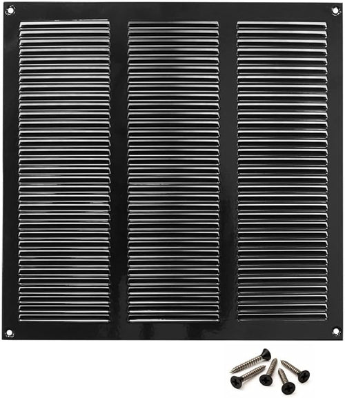 10x10 inch (Duct Opening) Vent Cover - Black Ventilation Covers for Wall and Ceiling - Metal Return Grille - HVAC AC Air Vents Register for Indoor and Outdoor Use with Mesh by ABOUT+VENT