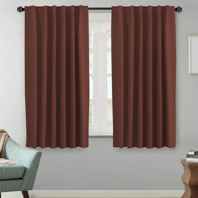 H.VERSAILTEX Blackout Curtains Thermal Insulated Window Treatment Panels Room Darkening Blackout Drapes for Living Room Back Tab/Rod Pocket Bedroom Draperies (2 Panels, Rust, 52 x 63 Inch) by HVERSAILTEX