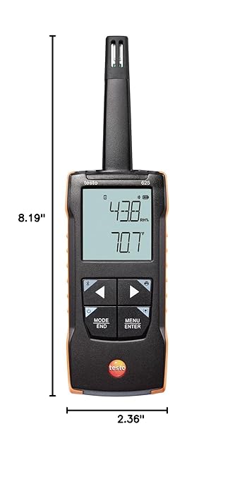 Testo 625 Hygrometer – Digital Humidity Meter for Air Temperature and Humidity – Wet Bulb Thermometer with Calculation of Dew Point - Hygrometer Indoor Humidity with App Compatibility - Image 3