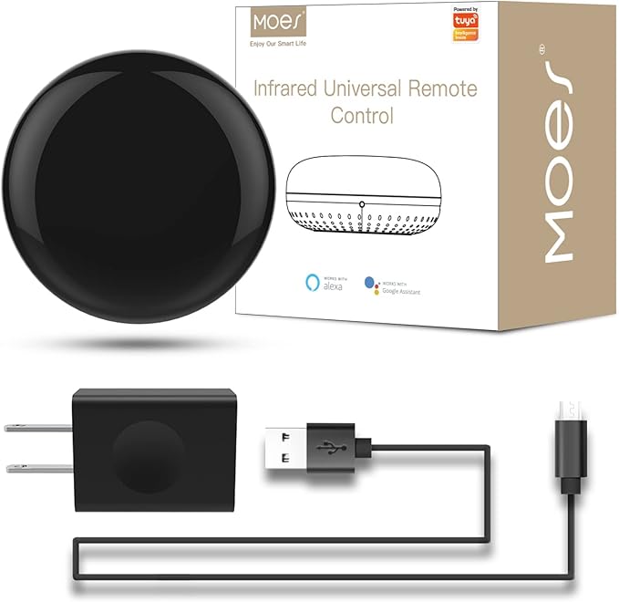 MOES WiFi Smart IR Remote Controller Smart Home Infrared Universal Remote Blaster,One for All Control AC TV DVD CD AUD SAT etc,Compatible with Alexa and Google Assistant,No Hub Required by MOES