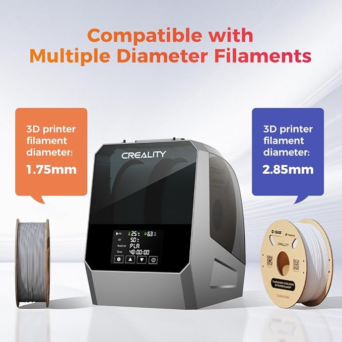 2025 New Creality Space PI Filament Dryer Plus Christmas Gifts, Dual-Spool 3D Printing Filament Dryer Box, Adjustable Temp 45℃-70℃, 360° Hot-Air & Real-Time Humidity Monitor, 12 Filament Presets - Image 7
