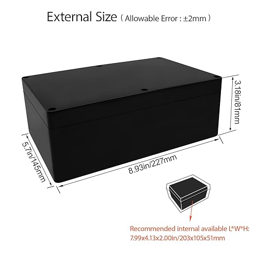 LeMotech Project Box ABS Plastic Junction Box IP65 Waterproof Hobby Box Electrical Boxes Universal Enclosure for Electronic Black 8.9X 5.7X 3.1 inch(230x150x85mm)（Pack of 1 - Image 2