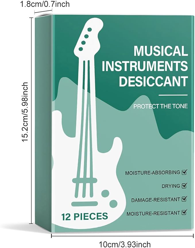 Guitar Desiccant 12 Pieces - Musical Instrument Dry Packs | Moisture Absorbers with Silica Gel Material with Safe Design for Piano Violin Bass Ukulele Storage Protection - Image 2