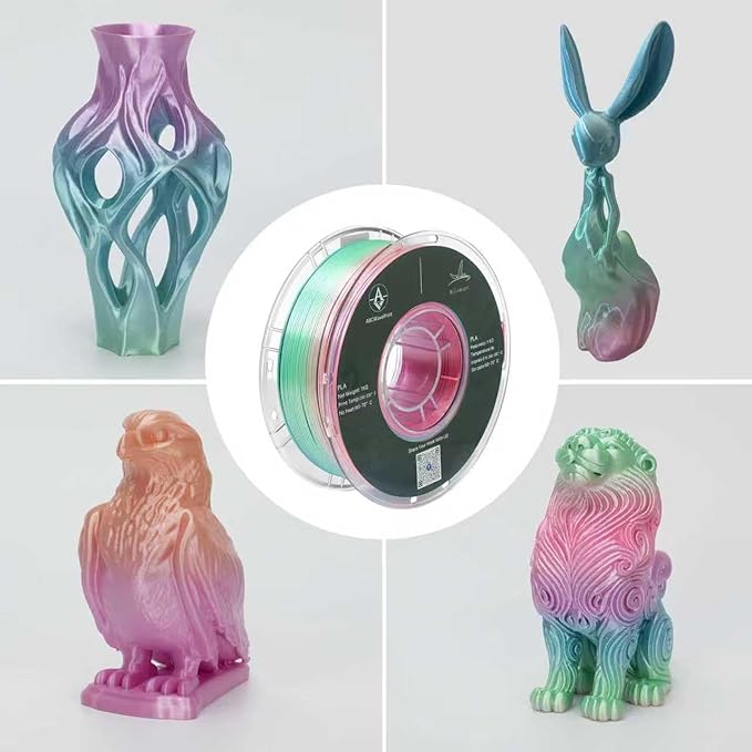 Rainbow PLA Filament, Multicolor Gradient Silk PLA Filament, Dimensional Accuracy +/- 0.02 mm, 1kg Spool(2.2lbs), 1.75 mm, Rainbow Memphis - Image 3