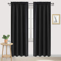 DWCN Black Blackout Curtains for Bedroom, 60 x 84 inches Long - Room Darkening Thermal Insulated Large Drapes, Set of 2 Rod Pocket Curtain Panels by DWCN