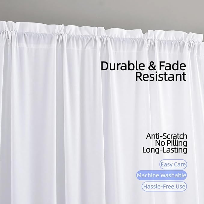 Sheer Privacy Curtains 95 inch Length 2 Panels White Silky-Soft Tencel Velvet Fabric with Light Filtering&Non-See-Through Design Rod Pocket Semi Sheer Drapes for Living Room Bedroom Windows, 52"Wx95"L - Image 7