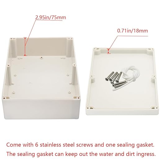 Project Box IP65 Waterproof Junction Box ABS Plastic Electrical Boxes DIY Electronic Project Case Power Enclosure White 11.42x8.27x3.94 inch (290 x 210 x100 mm) - Image 4