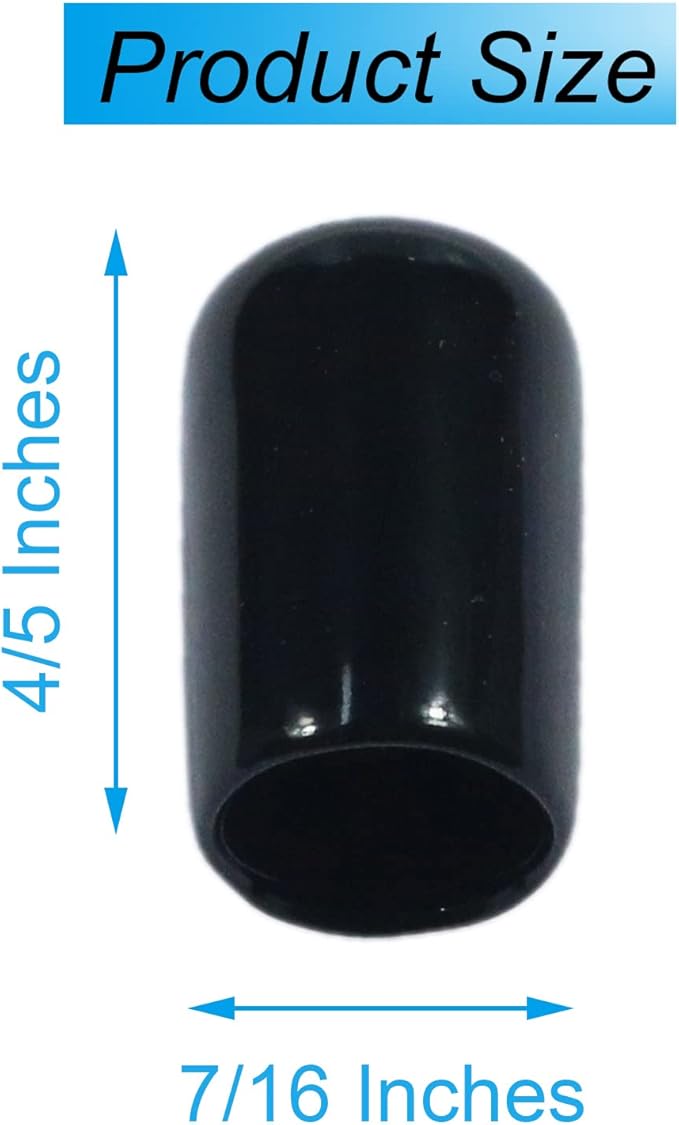 Acocony 7/16 Inch Rubber Cap Round Rubber End Caps PVC Flexible Protector Plastic Plugs for Round Holes Black Pack of 40 - Image 2
