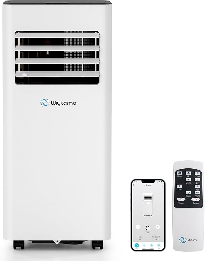 10,000 BTU Portable Air Conditioners with WiFi, 3-in-1 Air Conditioner for Room&Garage– Portable AC Unit with Cool, Dehumidifier&Fan, with Remote/Sleep Mode/Child Lock/24 Hrs Timer/Self Evaporation by Wiytamo