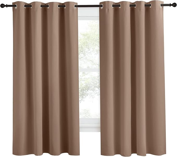 NICETOWN Grommet Top Blackout Curtain Panel, 55 inches Wide by 68 inches Long, 1 Piece, Cappuccino Color, Thermal Insulated Room Darkening Drape for Villa/Apartment/Rental Room - Image 2