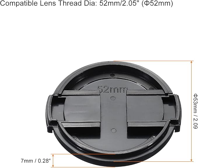 PATIKIL Camera Lens Cap, 2 Pack Sides Pinch Front Lens Cover with Microfiber Cleaning Cloth for 52mm Thread Universal DSLR Lenses for Nikon, for Fujifilm, for Pentax, for Leica - Image 2