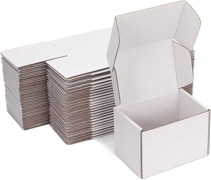 Small Shipping Boxes 6x4x4 Inch (25 Pack) - Sturdy White Corrugated Cardboard Boxes for Small Business, Ecommerce, Mailing & Packaging | Recyclable Gift & Storage Boxes by DUZCLI