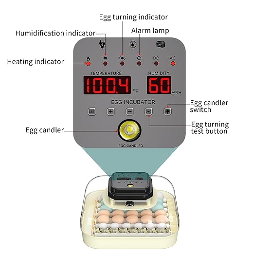 35 Egg Incubator with Automatic Egg Turning and Humidity Control, Incubator for Chicken Eggs, Quail, Duck Eggs, with Egg Candler - Image 8