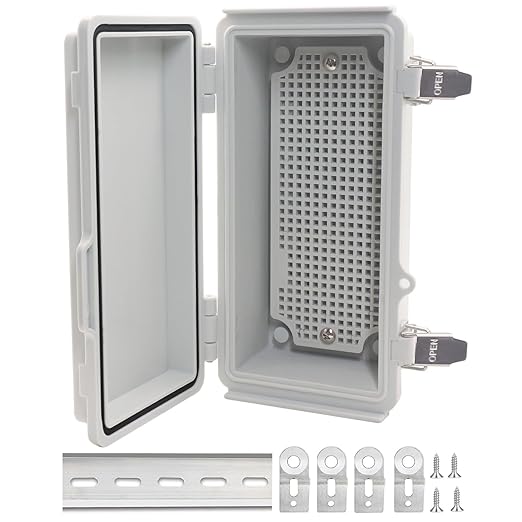 Electrical Box, Outdoor Waterproof Box IP67 Junction Box with Mounting Plate,ABS Plastic Project Box Power Cord Enclosure Grey 7.9" Dx3.9 Wx2.8 H by LuSumtly