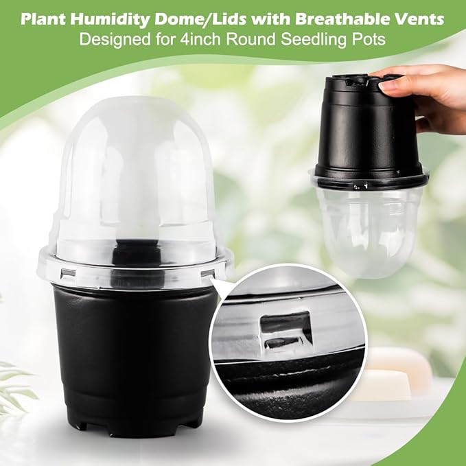 Humidity Domes for 4 Inch Pots, 100 Pack Transparent Plant Dome Covers with Ventilation, Clear Nursery Pot Domes for Seed Starting, Seedling Germination, and Gardening - Image 5