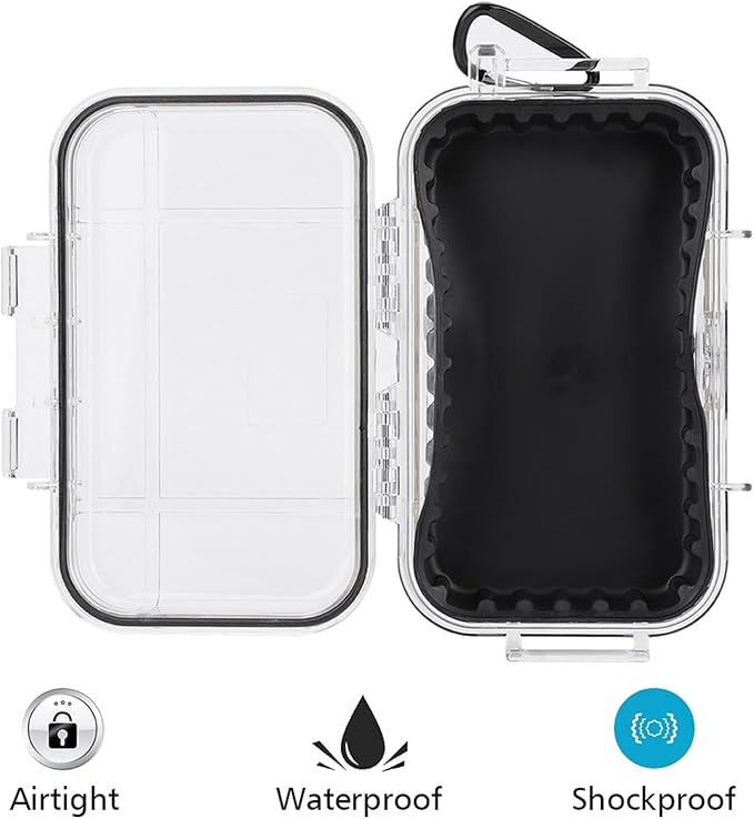 VINGVO Shockproof Storage Case, IP67 Airtight Dry Box Container for Outdoor Camping Boating EDC Gear - Compact Carry Box (7.5x4.7x2in, Transparent) - Image 5