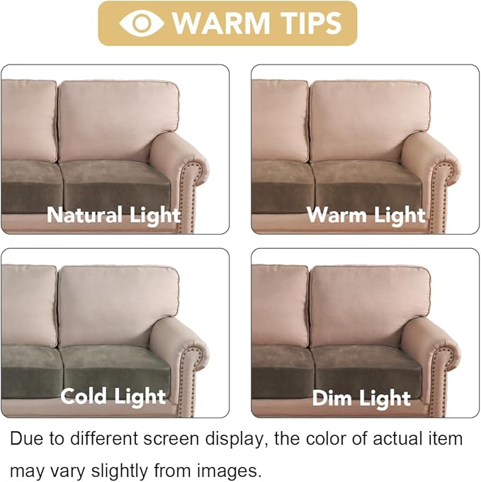 H.VERSAILTEX Velvet Stretch Couch Cushion Cover Plush Cushion Slipcover for Chair Loveseat Sofa Cushion Furniture Protector Seat Cushion Sofa Cover (3 Piece Sofa Cushion Covers, Mocha) - Image 6