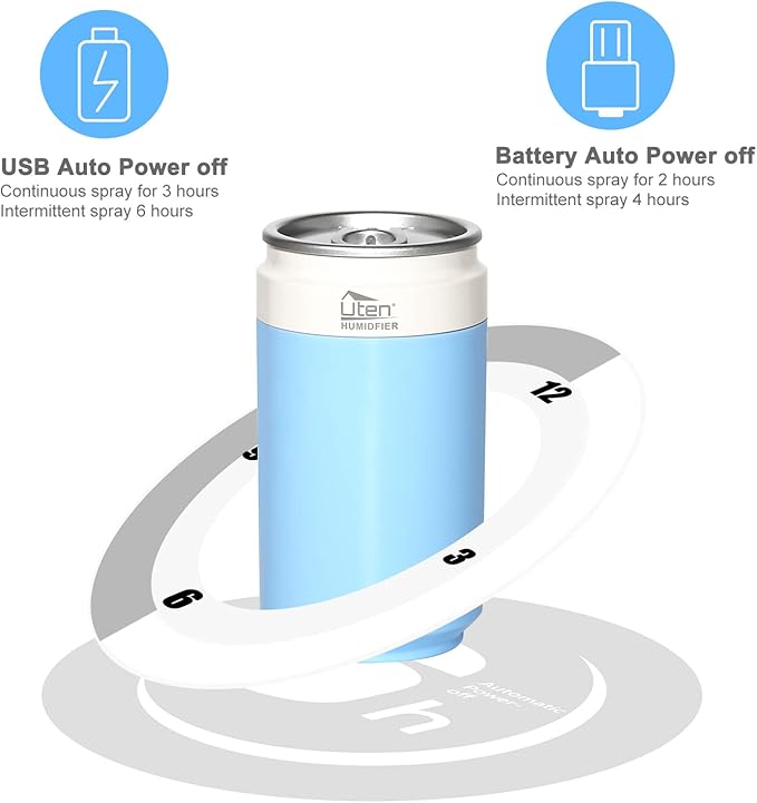Humidifiers, Humidifier for Bedroom, Can Air Humidifier, Humidifiers for Home and Plants, USB Powered And Battery Powered Portable for Home Office Car Outdoor, 2 Mist Modes, Night Light, Auto-Off - Image 4