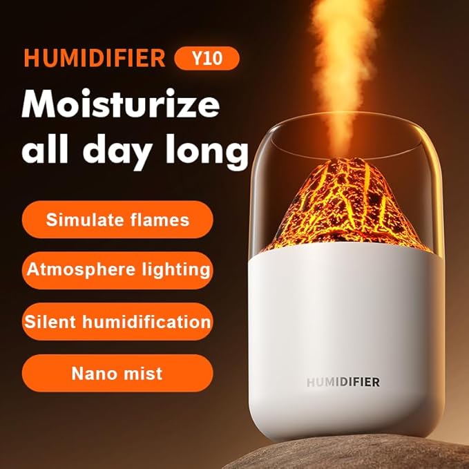 Portable Mini Volcano USB Humidifier - 300ml Cool Mist for Baby, Travel, Office & Home - Auto Shut-Off, 2 Mist Modes, Super Quiet - Black - Image 4