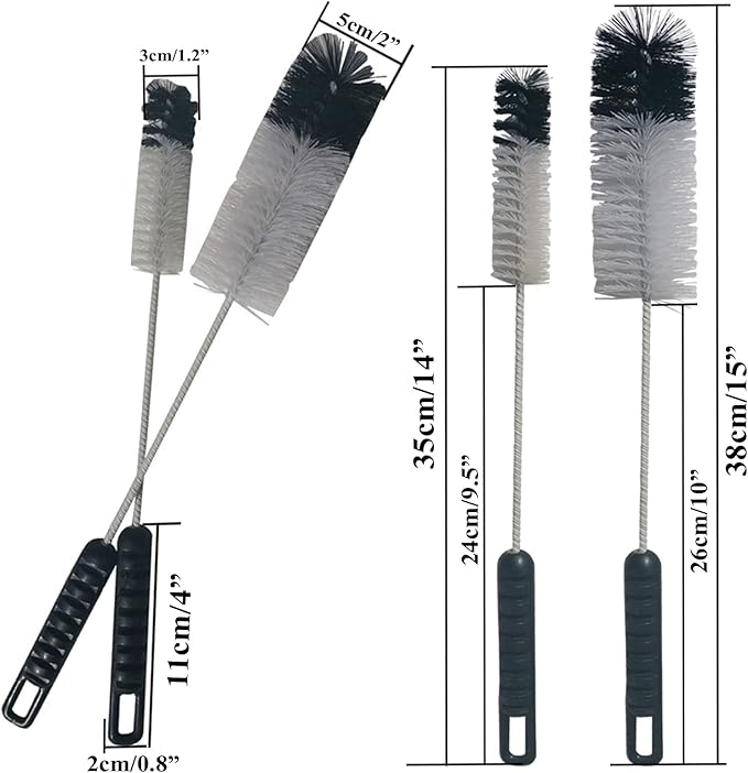 Coralpearl Bottle Brushes Thin Long Handle X 4, Utility Skinny Wire Cleaner Set Big Small, Bendable Flexible for Cleaning Narrow Neck Water, Beer, Wine, Baby Bottles, Pipes, Tubes, Hoses, and Flasks - Image 2