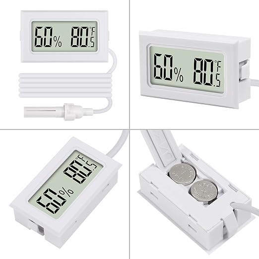 3Pcs Mini Digital Thermometer Hygrometer with Probe Electronic Temperature Humidity Gauge Meters Indoor LCD Display Fahrenheit for Humidors,Greenhouse,Garden,Incubator Reptile Terrarium - Image 3