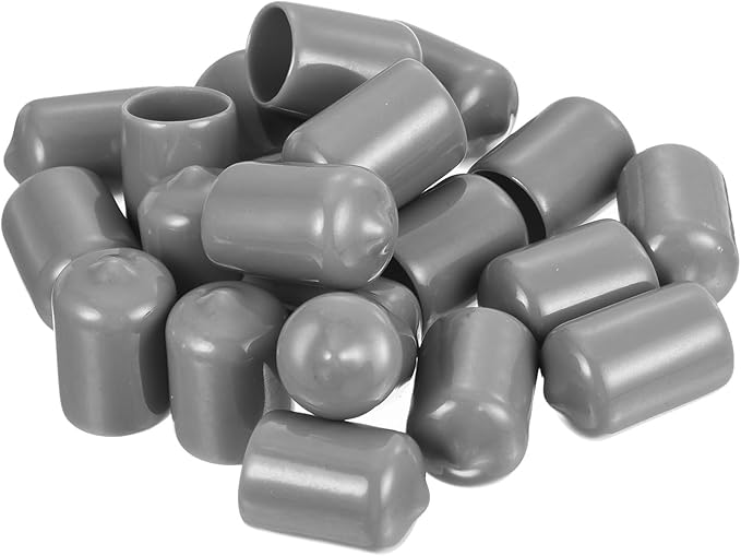 uxcell 20pcs Rubber End Caps Protective Caps 14mm ID Vinyl PVC Round Tube Bolt Cap Cover Screw Thread Protectors, Light Grey - Image 4