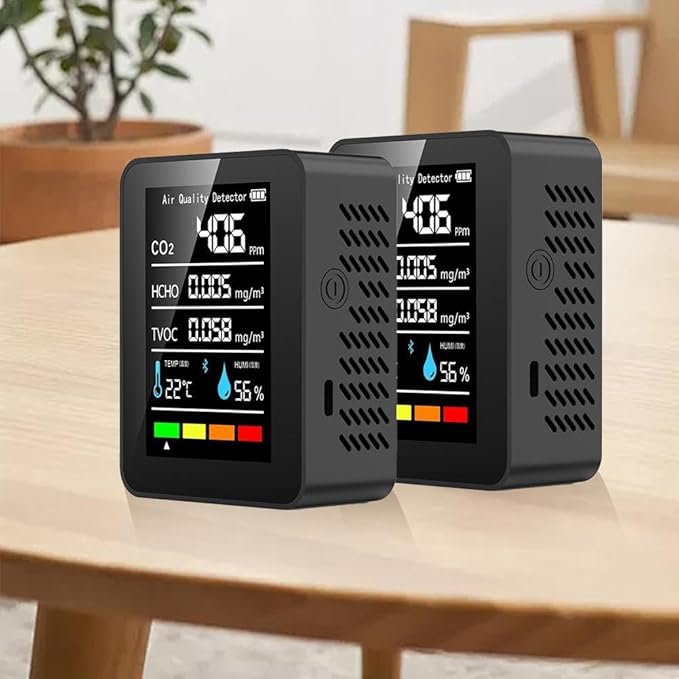 Air Quality Monitor,CO2 Monitor,5in1 Indoor CO2 Detector Formaldehyde HCHO TVOC Tester Alarm,Desktop Air Quality Tester,Air Quality Meters for Home Office Hotel Restaurant School (White) - Image 8