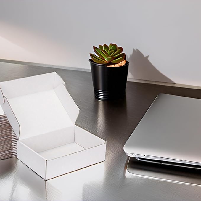 Small Shipping Boxes 8x5x2 Inch (25 Pack) - Sturdy White Corrugated Cardboard Boxes for Small Business, Ecommerce, Mailing & Packaging | Recyclable Gift & Storage Boxes - Image 3