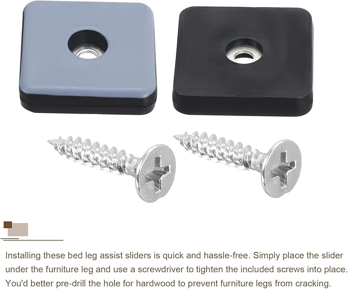 uxcell 8 Pcs Furniture Slider Pads, 1.57x1.57 Inch(40x40mm) PTFE Square Screw-on Furniture Glides Sliders with Screw, Chair Leg Floor Protectors for Carpet Hardwood Floors, Blue - Image 4
