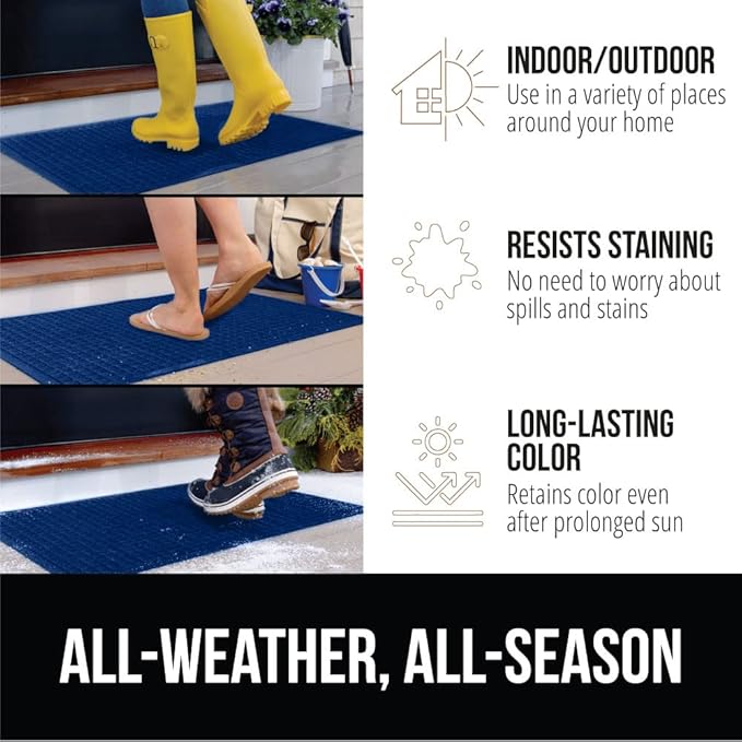 GORILLA GRIP Front Door Mat, Indoor Outdoor Ultra Absorbent HydroAbsorb Doormat, Absorbs Up to 1.7 Cups of Water, Stain and Fade Resistant, Rubber Backing Doormats, Captures Dirt, 29x17 Blue - Image 5