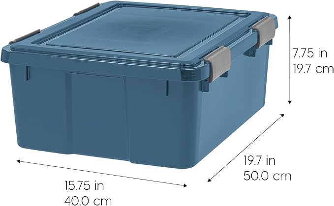 IRIS USA WeatherPro 31 Qt Eco-Friendly Storage Bins with Lids, 4 Pack, BPA-Free Plastic Gasket Box with Tight Latch and Seal, Stackable Nestable Tote Tub - Navy - Image 2