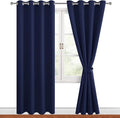 Hiasan Blackout Curtains for Bedroom, 52 x 84 Inches Long - Thermal Insulated & Light Blocking Window Curtains for Living Room, 2 Drape Panels Sewn with Tiebacks, Navy Blue by Hiasan
