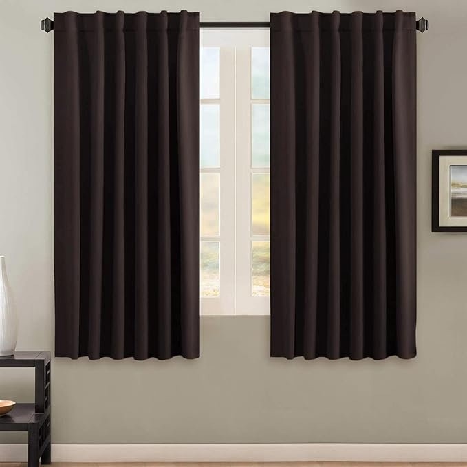 H.VERSAILTEX Blackout Curtains Thermal Insulated Window Treatment Panels Room Darkening Blackout Drapes for Living Room Back Tab/Rod Pocket Bedroom Draperies, 52 x 63 Inch, Chocolate Brown, 2 Panels by HVERSAILTEX