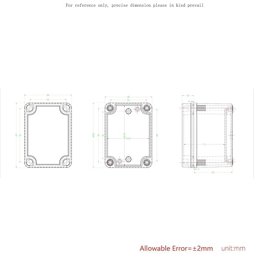 Junction Box,IP67 Waterproof ABS Black Project Box Clear Cover with Mounting Plate Electrical Box Enclosure for Outside Electronics 4.3 x 3.1 x 3.3inch(110x80x85mm) - Image 6